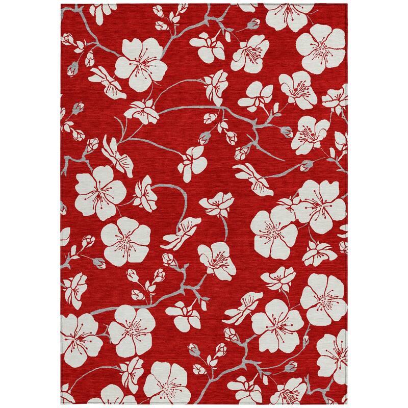 HomeRoots Floral Transitional Rectangle Outdoor Rug