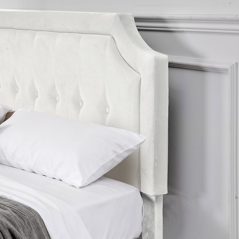 VECELO Adjustable Height Upholstered Platform Bed Button Tufted Headboard with Under Bed Storage No Box Spring Needed Bed Frame