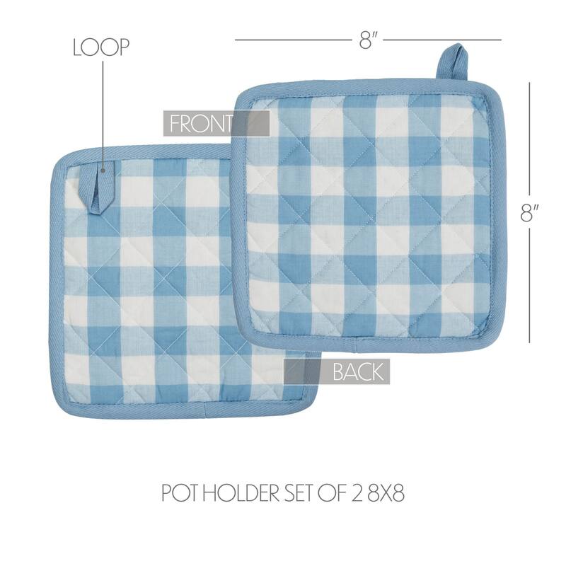 Annie Buffalo Check Black Pot Holder Set of 2 8x8 - N/A