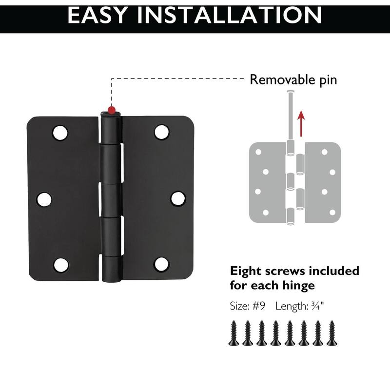 Design House 188896 3-1/2" x 3-1/2" Butt 1/4" Radius Corner Surface