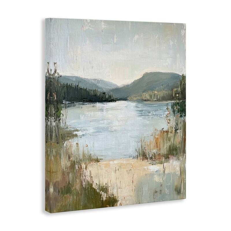 Stupell Abstract Lake Shore & Mountains Canvas Wall Art Design By Petal Prints Design