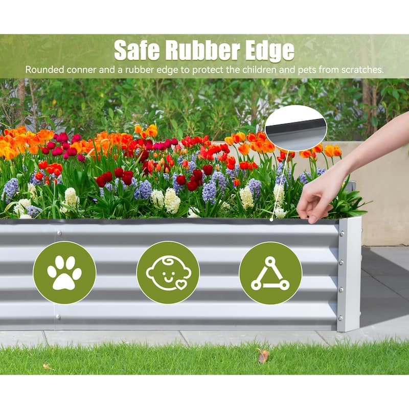 8x4x1 ft Galvanized Raised Garden Bed, Planter Garden Boxes Large Metal Planter Box for Gardening Vegetables Fruits Flowers