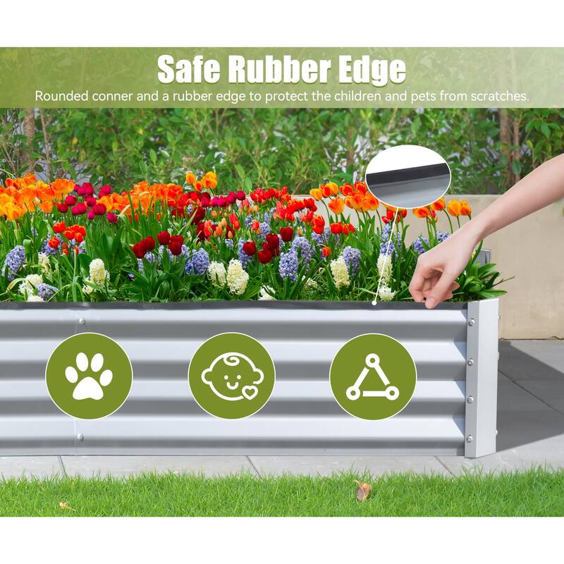 Modern Garden Bed Large Metal Planter with Open Ended Base Support Rods, for Gardening Vegetables Fruits Flowers - 8' x 10'