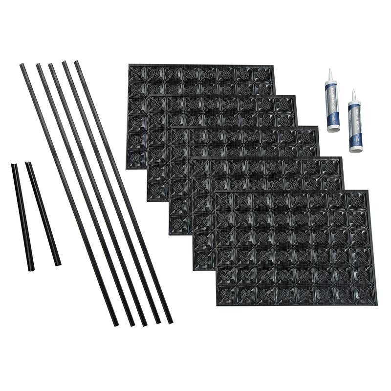FASÄDE Traditional Style 6 Decorative Vinyl Backsplash Panel - 15 Sq Ft Kit - Brushed Onyx