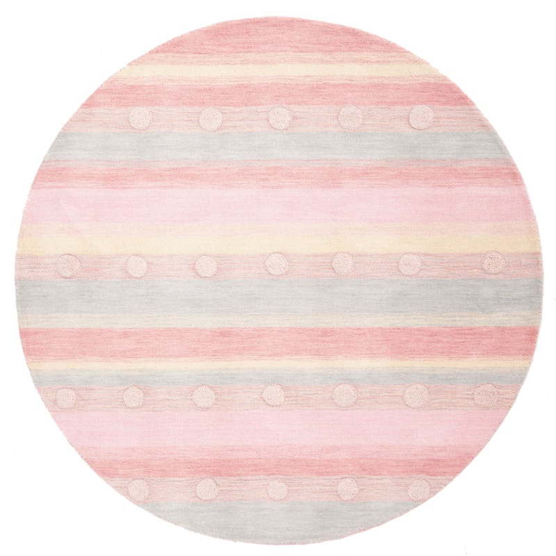 SAFAVIEH Handmade Kids Sandugash Wool Rug - 5'  x  5' - Light Blue/Pink - Round