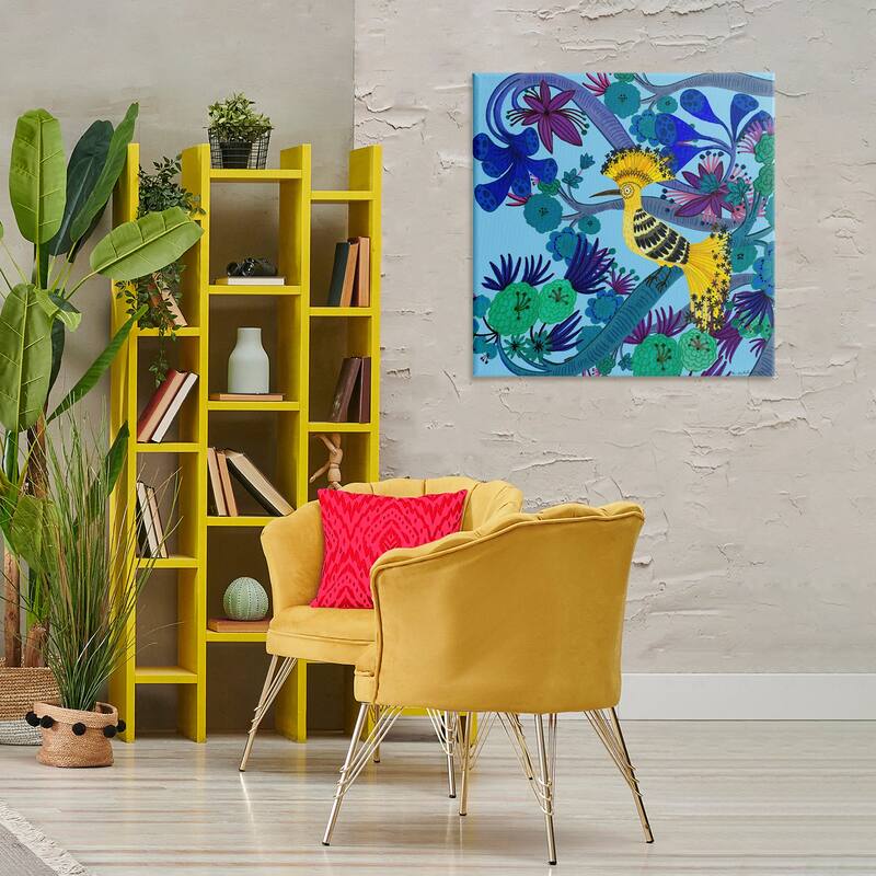 Stupell Whimsical Yellow Bird & Flowers Canvas Wall Art Design By Kay Widdowson