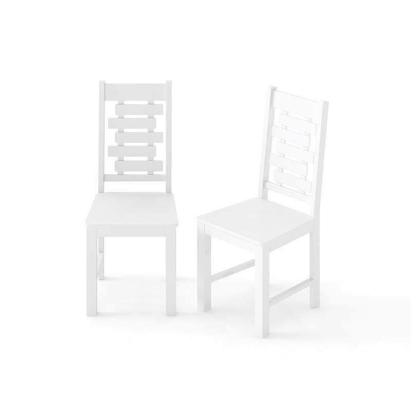 Classic Solid Wood Dining Chairs Set of 2 with High Back and Hollowed Design Vintage Style Kitchen Chairs - 18" x 21" x 39.5" - White