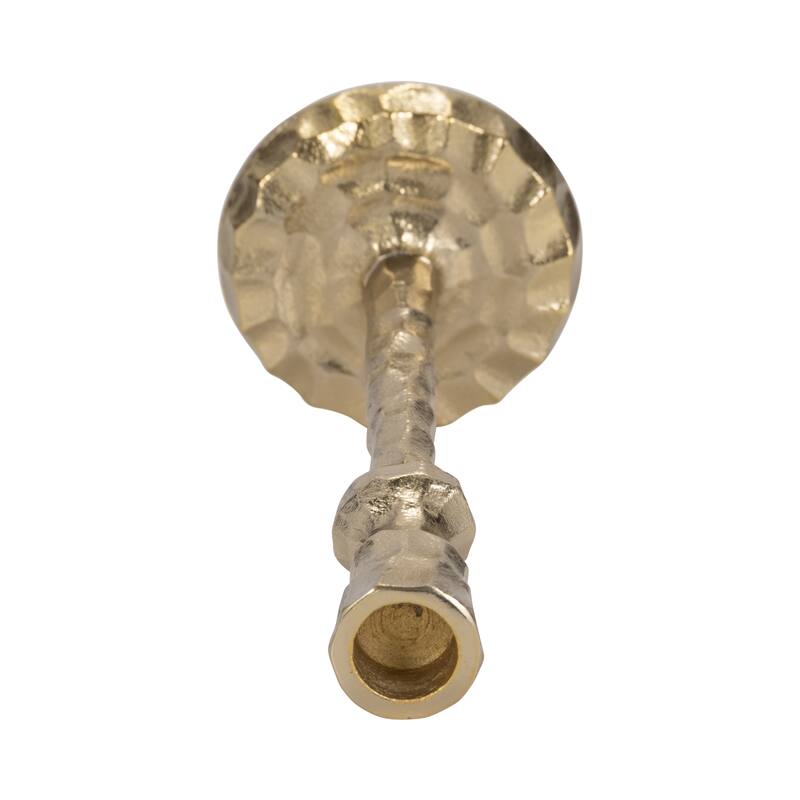 Hammered Taper Candle Holder Contemporary Glam Metal Metallic Gold Candle Holder for Home, Office or Event Table