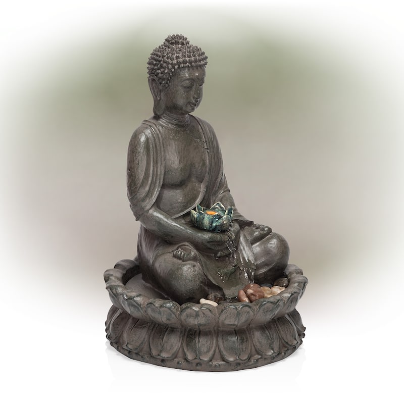 Tabletop Buddha Water Feature with LED light