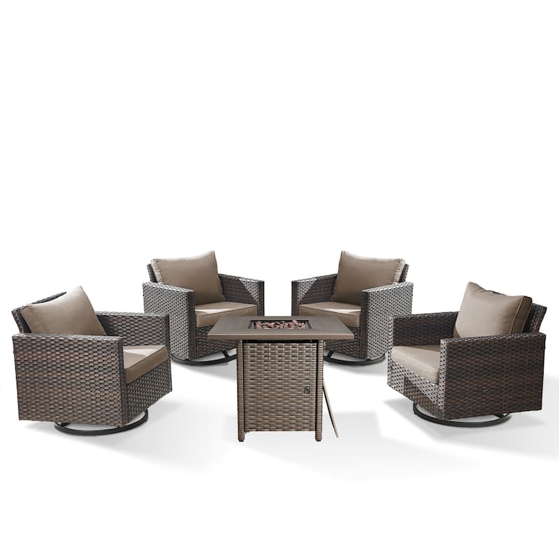 Outdoor Pocassy Glider Chairs Patio Chairs with Fire Table