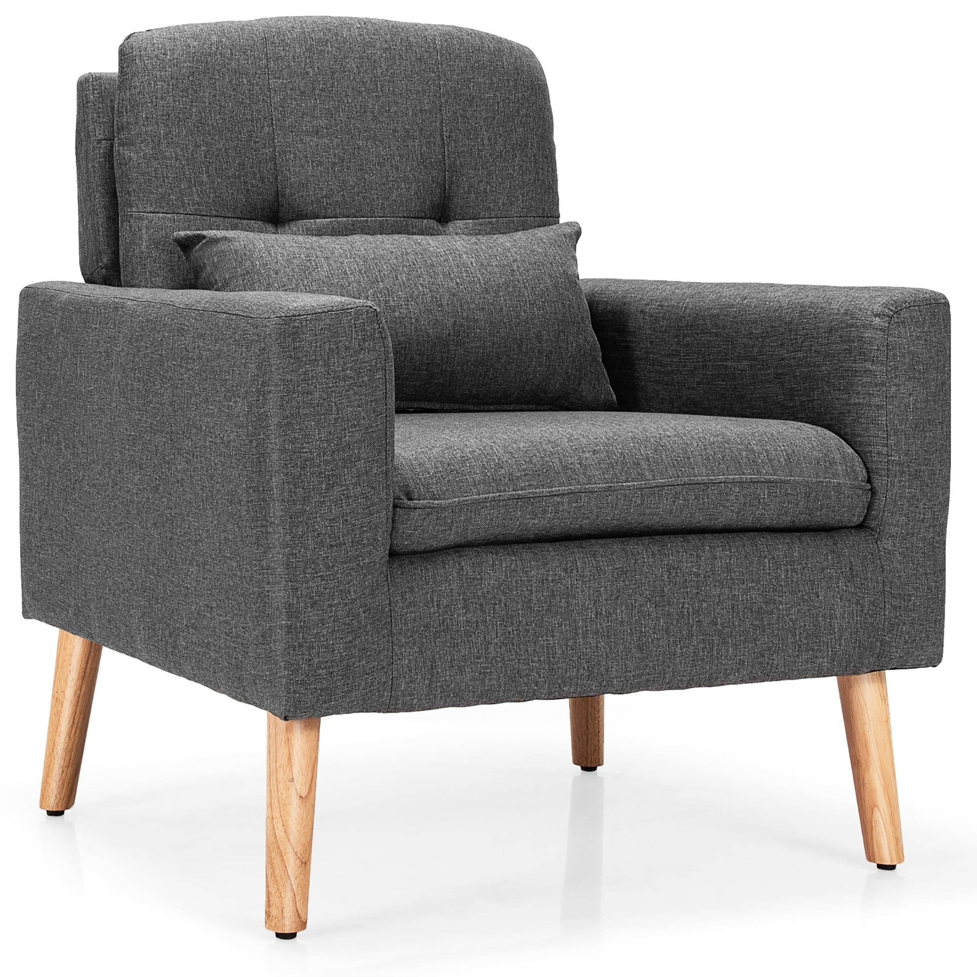 Costway Accent Chair Upholstered Linen Armchair Sofa Chair w/Waist