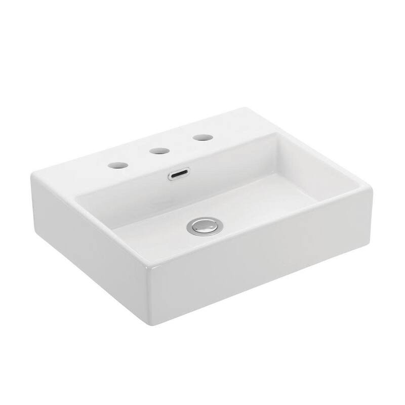WS Bath Collections Quattro 19-1/2" Ceramic Vessel Wall Mounted - White