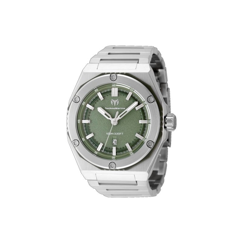 Technomarine Men's TM-416075 CORAL Quartz 3 Hand Olive Green Dial Watch