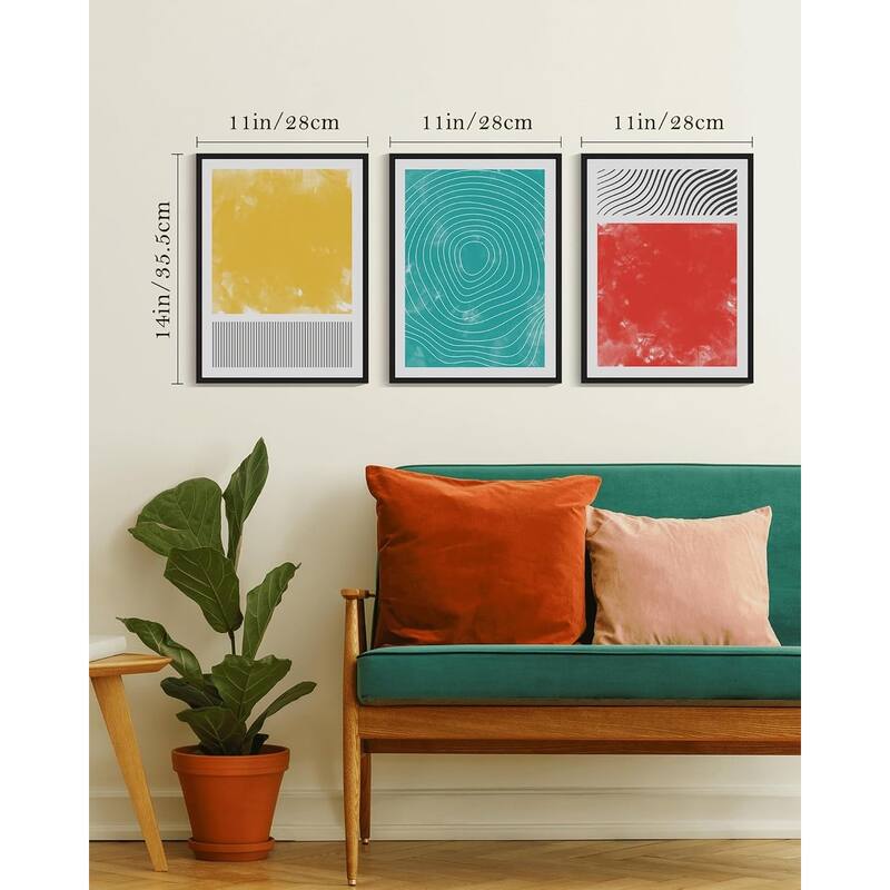 Minimalist Abstract Framed Wall Art Modern Colorful Line