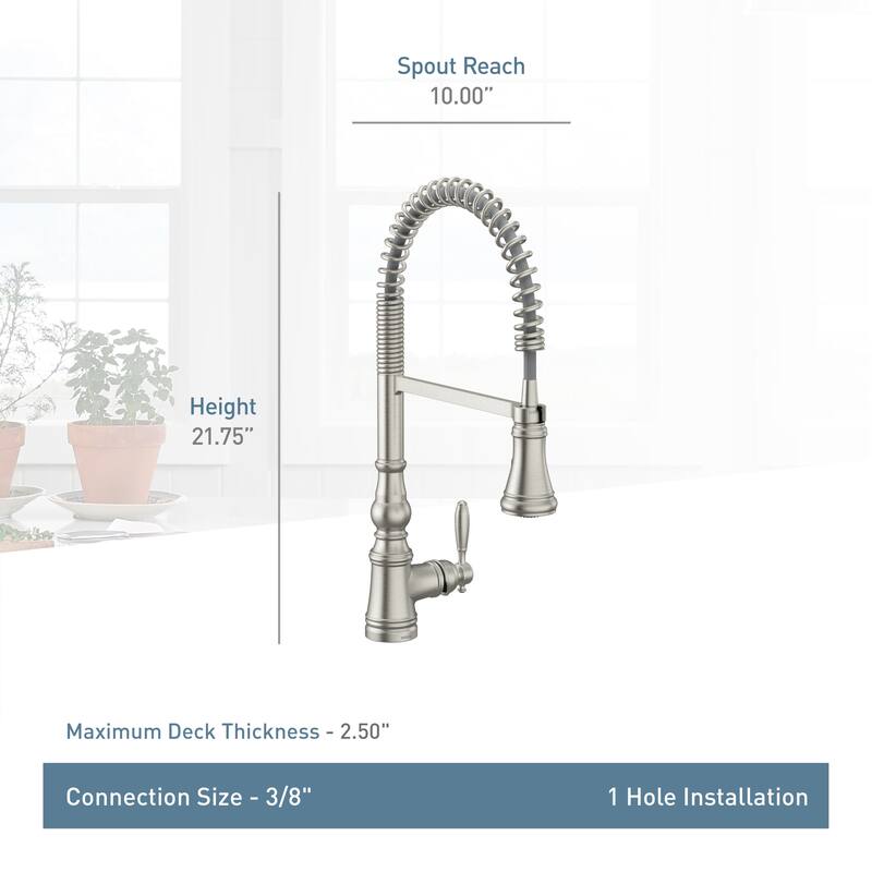 Moen Weymouth 1.5 GPM Single Hole Pre-Rinse Pull Down Kitchen Faucet