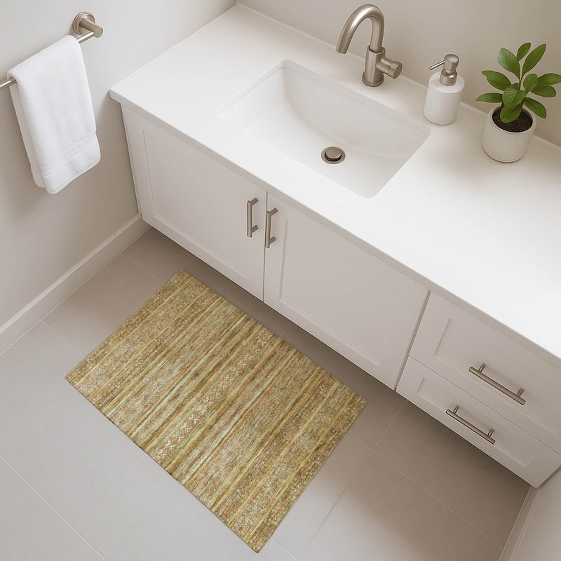 Premium Washable Super Soft Boho Stripes Mayfield Rug - Aloe - 1'8" x 2'6"
