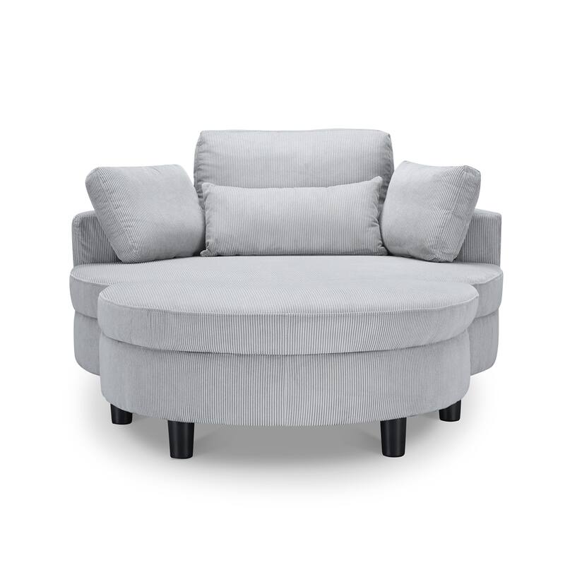 51" Fabric Sofa with Throw Pillows,Waist Pillow and Ottoman