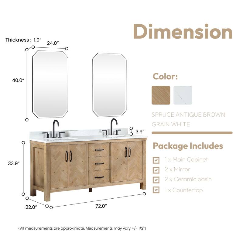 Javier Bath Vanity with Composite Stone Top and Mirror