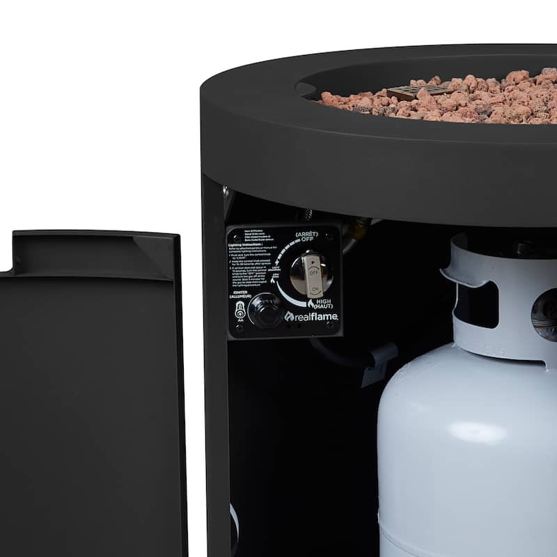 Aegean 24" Round Propane Fire Table in Black by Real Flame