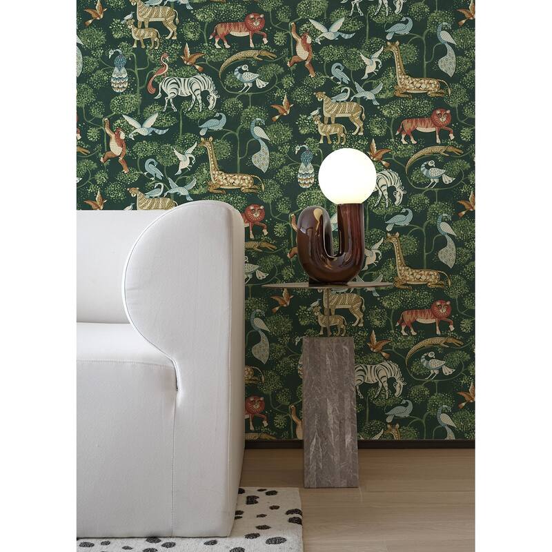 A-Street Prints Rigby Green Jungle Animals Wallpaper