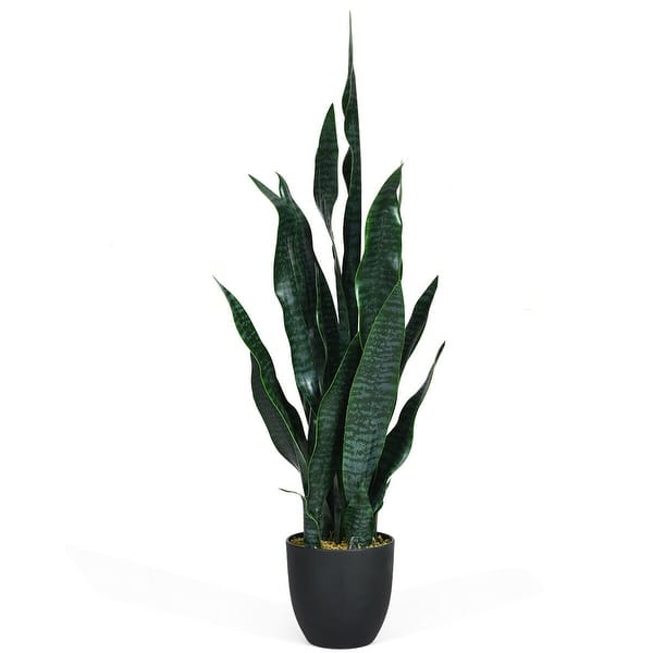 Gymax Artificial Fake Plant 35.5 Fake Sansevieria Indoor-Outdoor - Green