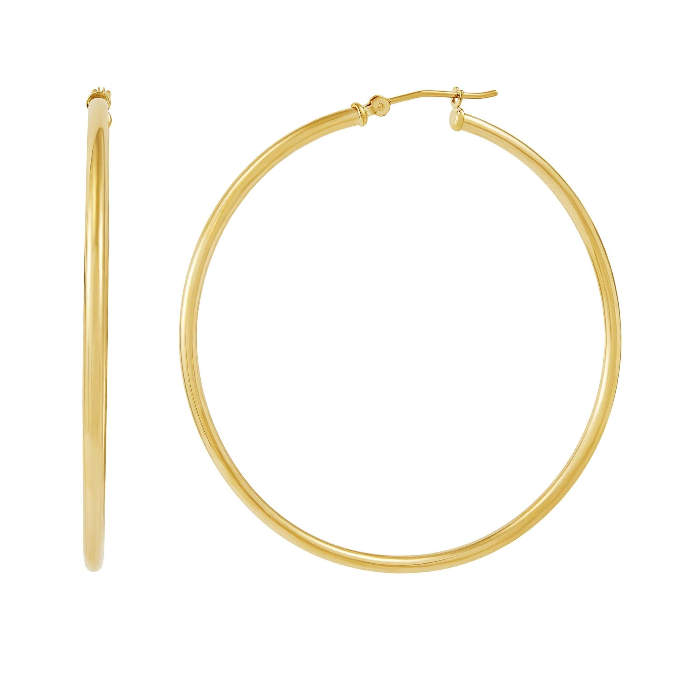 Eternity Gold 50 mm Classic Tube Hoop Earrings in 14K Gold