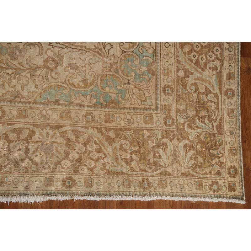 Vintage Distressed Tabriz Persian Area Rug Hand-knotted Wool Carpet - 9'10" x 12'8"