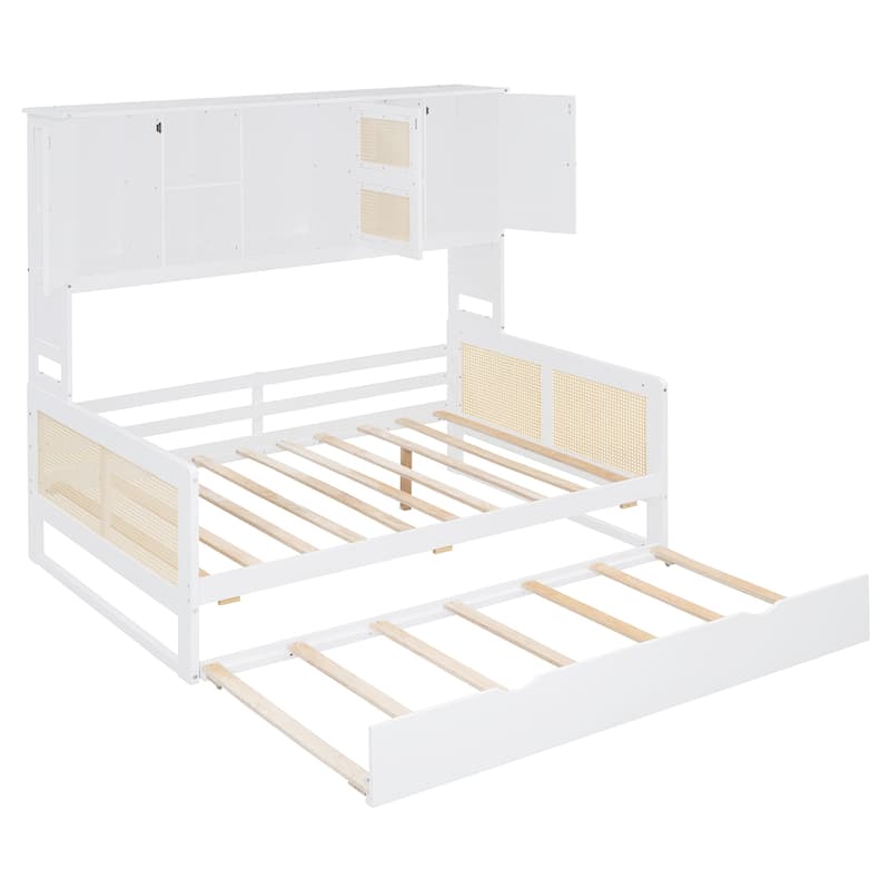 Wooden Daybed With Trundle, and All-in-One Cabinet and Shelf