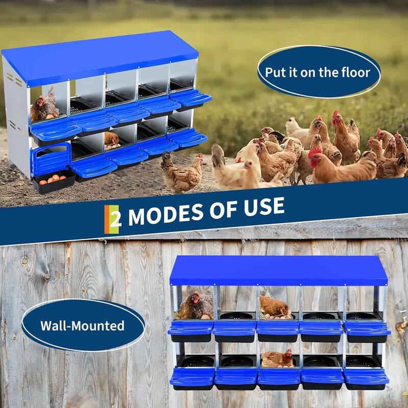 10-Hole Metal Chicken Nesting Box or Easy Cleaning