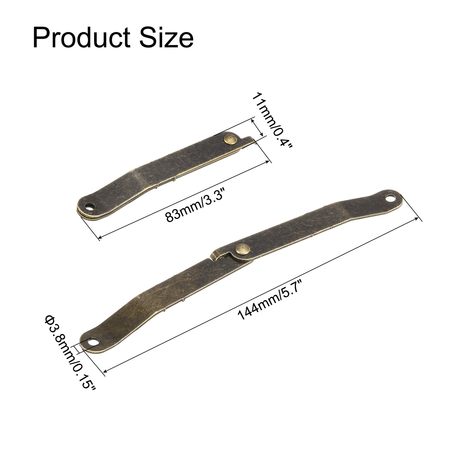 Lid Folding Support Hinges, Lid Stay Hinge with 8pcs Screws for Furniture Wooden Boxes Jewelry Case