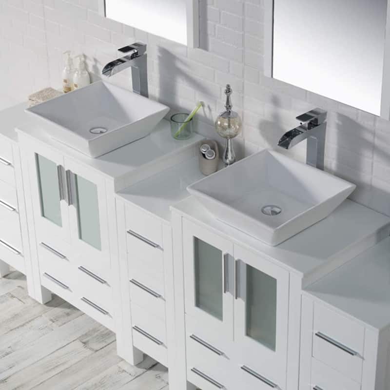 Blossom Sydney 84" Bathroom Double Sink Vanity with Cabinets & Mirrors