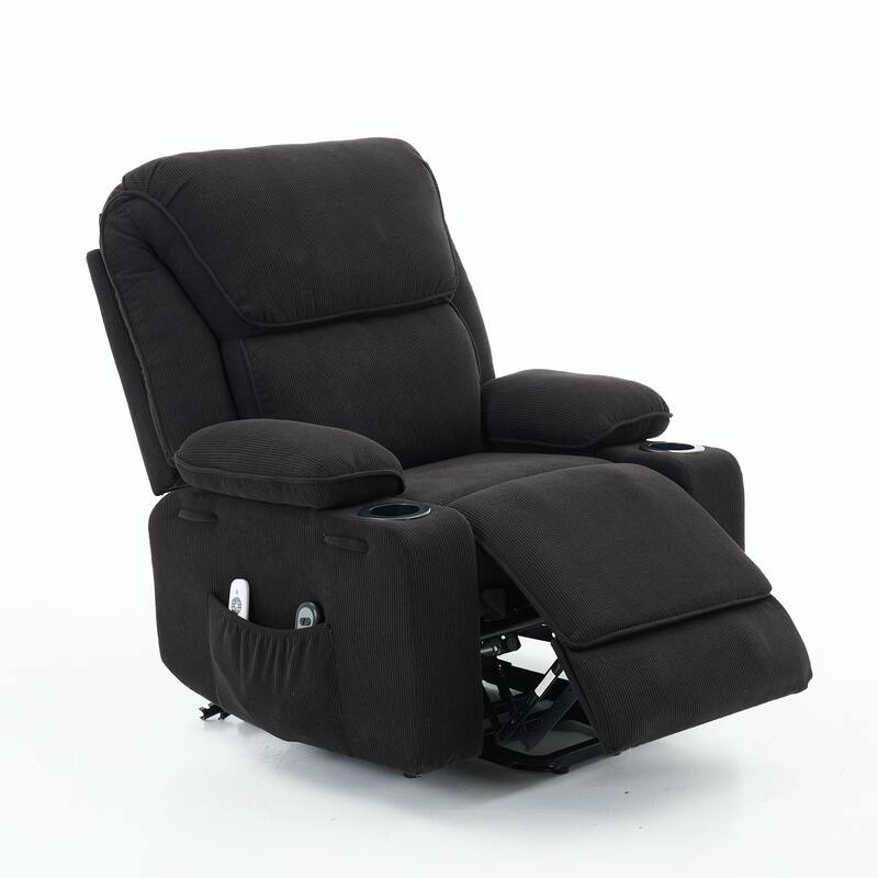 Power Lift Recliner Chair - Remote Control with Heat & Massage, PU Leather, Side Pockets - Senior Mobility Assist Chair