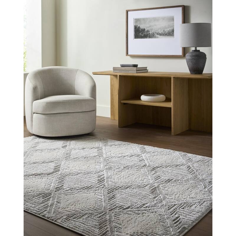 Livabliss Wolly Modern Area Rug - Grey/Ivory - 7'10" x 10'