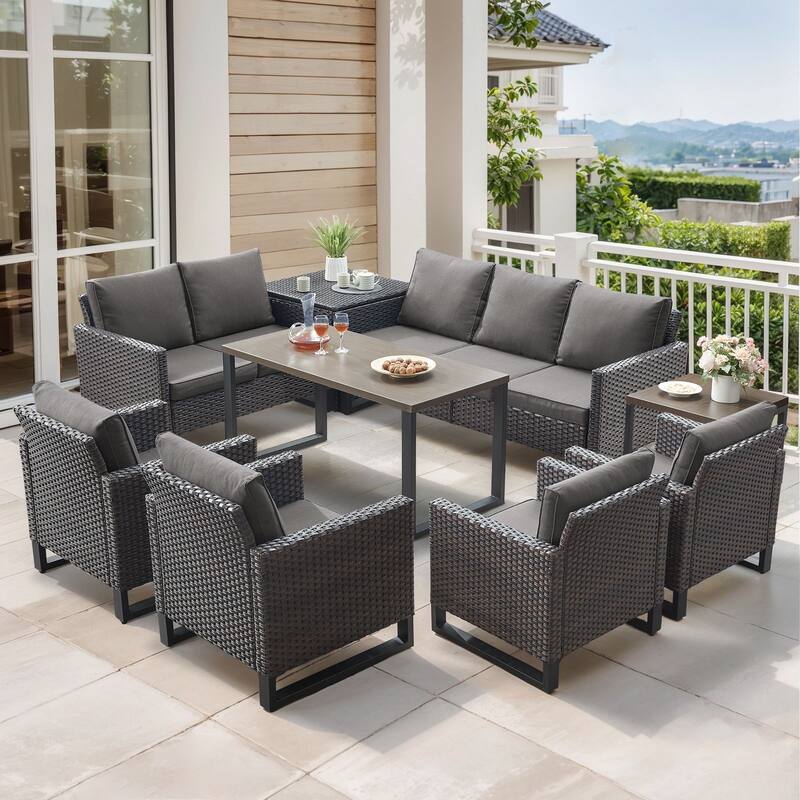 Gymojoy All-Weather Wicker Outdoor Patio Conversation Set Seating Group With Lounge Chairs