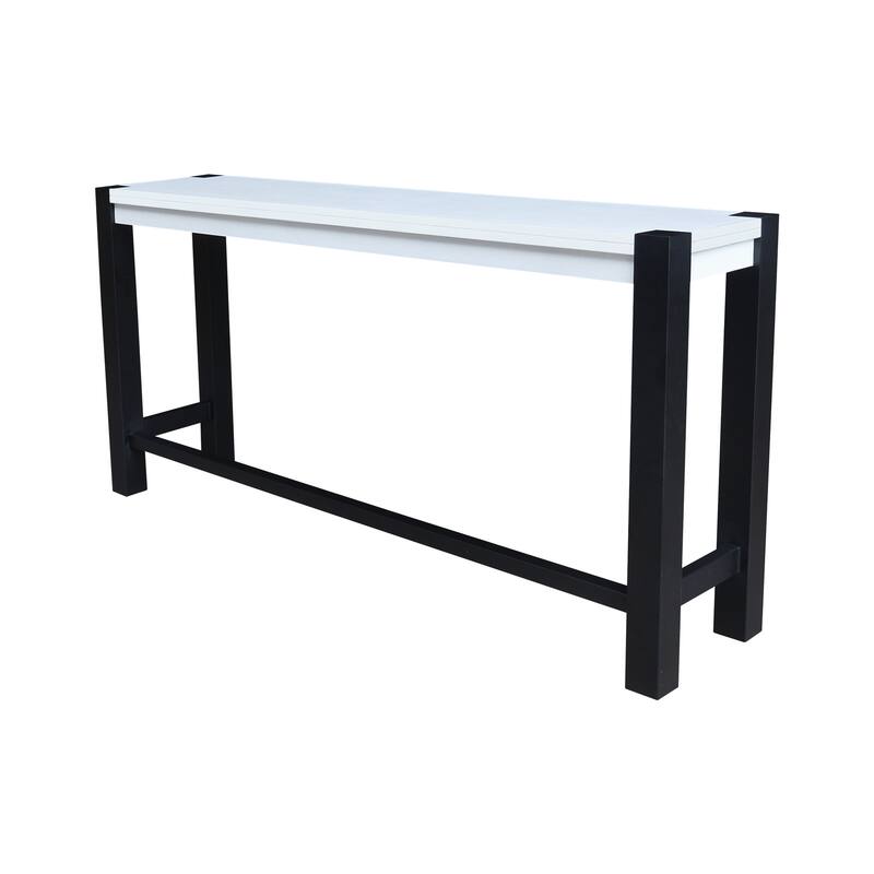 Solid Wood Tall Accent Table with Iron Legs