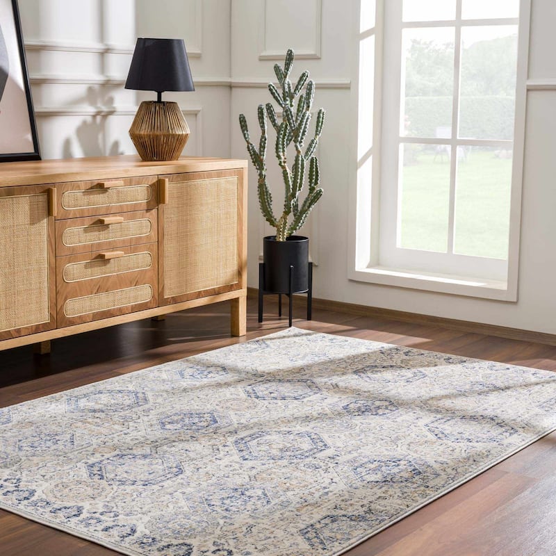 Hauteloom Bluffs Living Room, Bedroom Area Rug - Beige, Denim, Gray - 2' x 2'11"