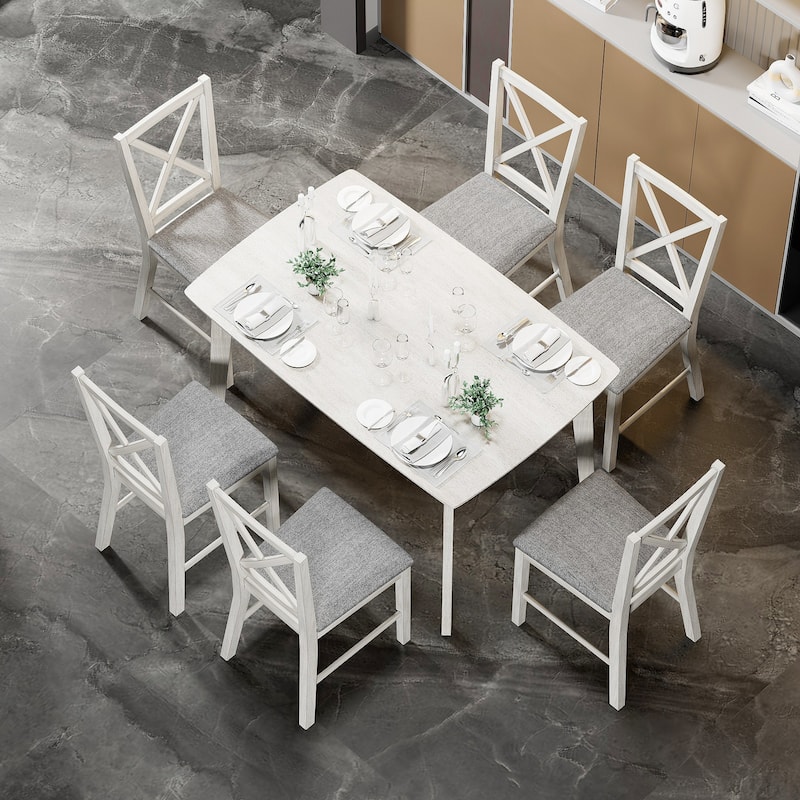 Javlergo Farmhouse Dining Chairs Set of 2/4/6, Kitchen Chairs with Square Back, 100% Solid Wood Legs Side Chairs
