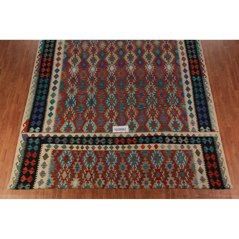 Southwestern Style Kilim Oriental Large Rug Flatweave Wool Carpet - 10'5"x 16'0"