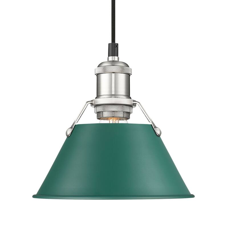 Yep by Golden Lighting Orwell 1-light 8in Pendant in Pewter and Pine Green shade - Small Pendant - 7"