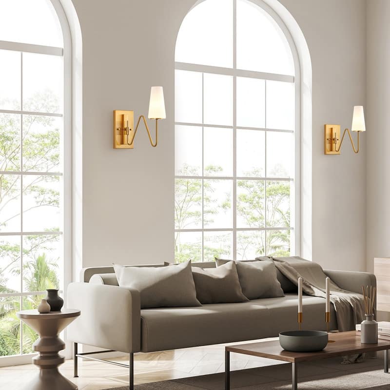 KAWOTI Modern Glam Wall Sconce with Adjustable Arm - W5.13" x D15" x H13.75"