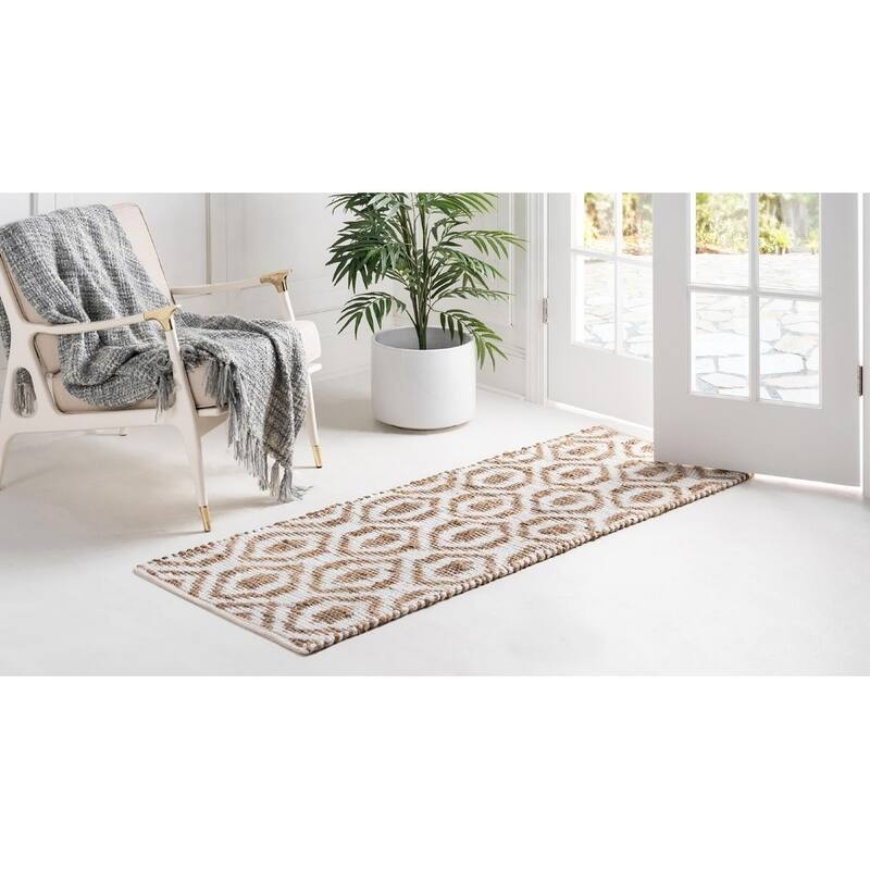 Braided Dosa Collection Area Rug - 1'2"x10' - White-Natural