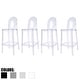 preview thumbnail 1 of 11, Set of 4 Clear 30" Seat Bar Stool Counter Height With Backs Plastic Chairs For Home Restaurant Office