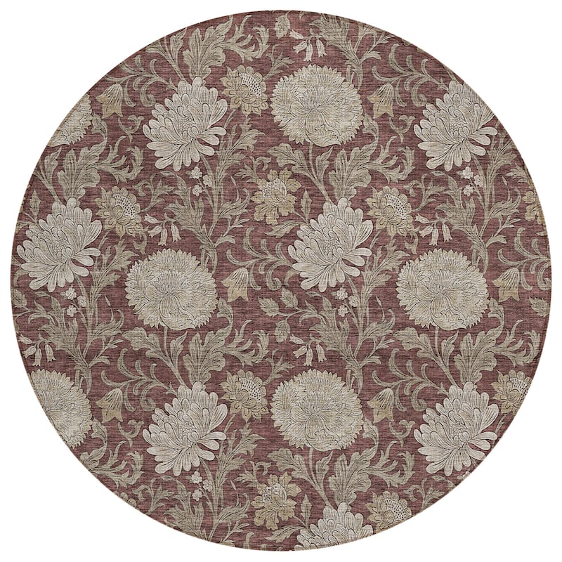 Machine Washable Indoor/ Outdoor Chantille Floral Rug