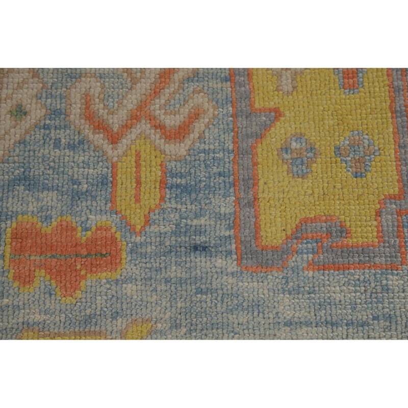 Hand Knotted Oriental 100% Wool Carpet Transitional All-Over Navy Blue & Blues Oushak Area Rug - 11' 4'' X 8' 1''