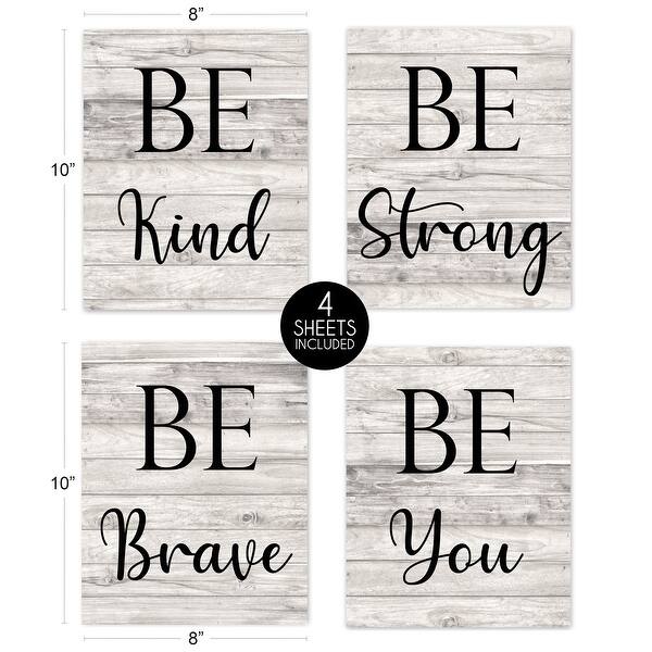 Sweet Jojo Designs Boho Rustic Vintage Wall Decor Art Prints (Set of 4) Grey Black Inspirational Quotes Farmhouse Bohemian Wood
