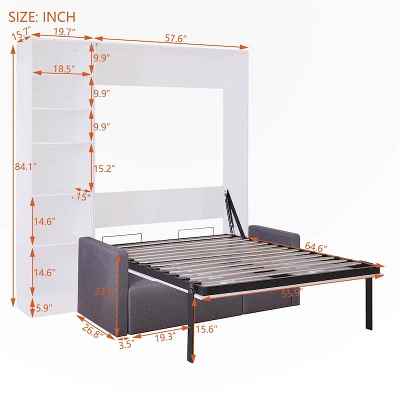 Full Size Murphy Bed Wall Bed with Sofa