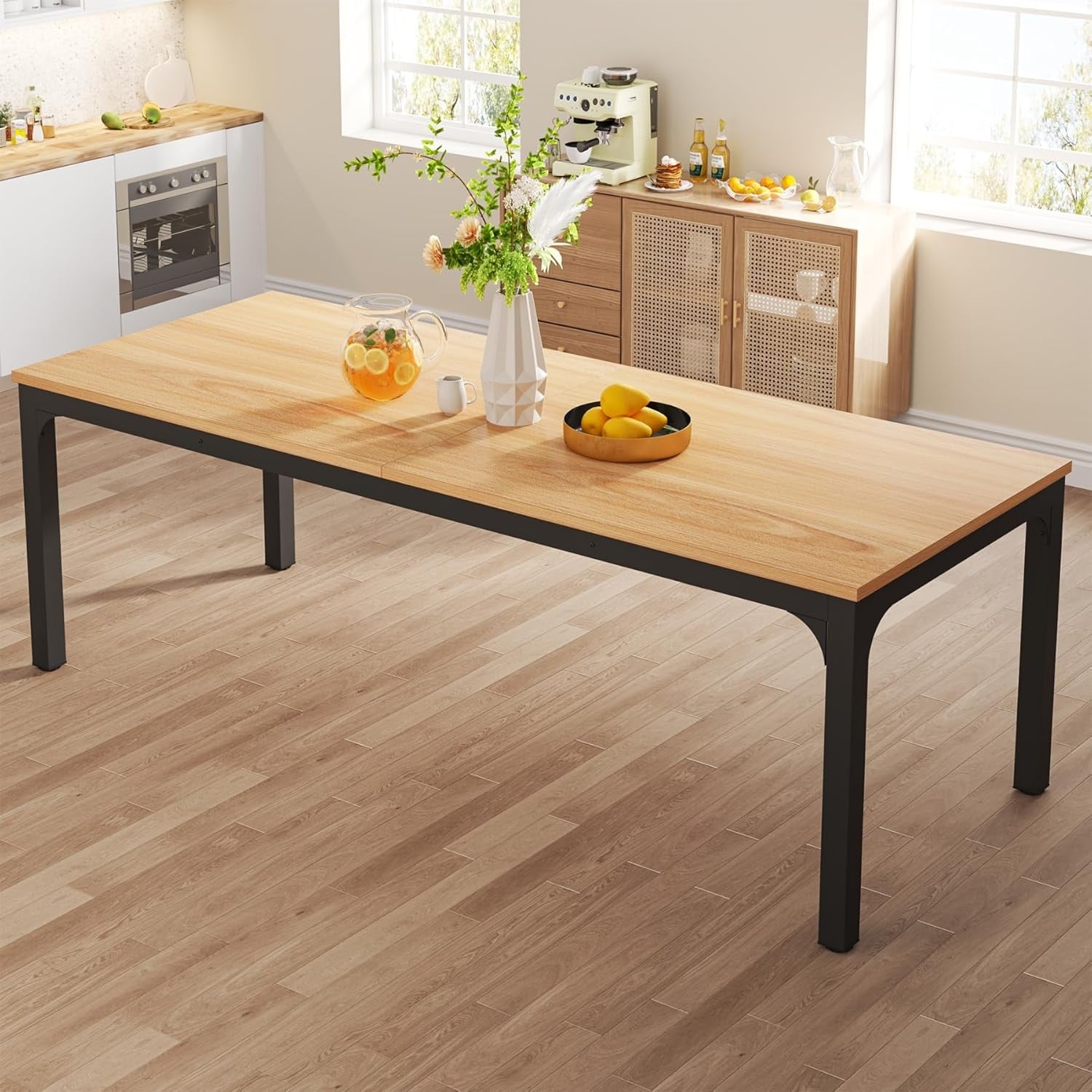 78" Light Walnut Dining Table Rectangle Modern