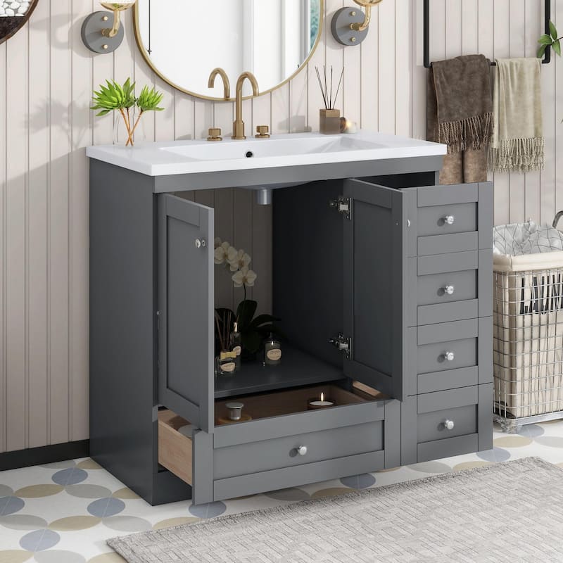 36-Inch Shaker Style Bathroom Vanity Cabinet with Sink