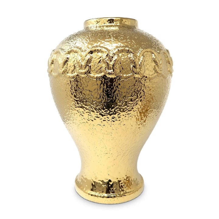 Gold Ginger Jar With Gold Chain Detail