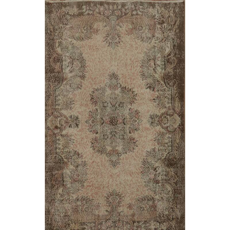 Hand Knotted Oriental 100% Wool Carpet Transitional Floral Beige & Ivories Anatolian Area Rug - 9' 3'' X 5' 9''